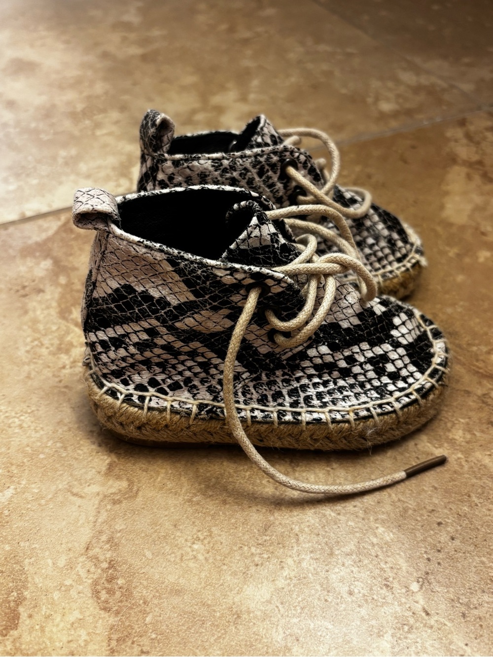 Toddler Snake-Print Espadrille Booties - Black & White